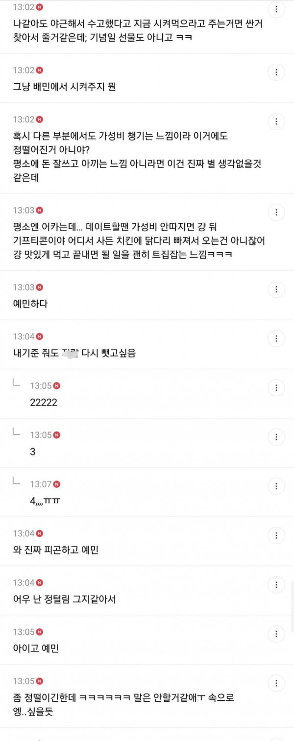 남친에게 기프티콘 받았는데 빡친 여시